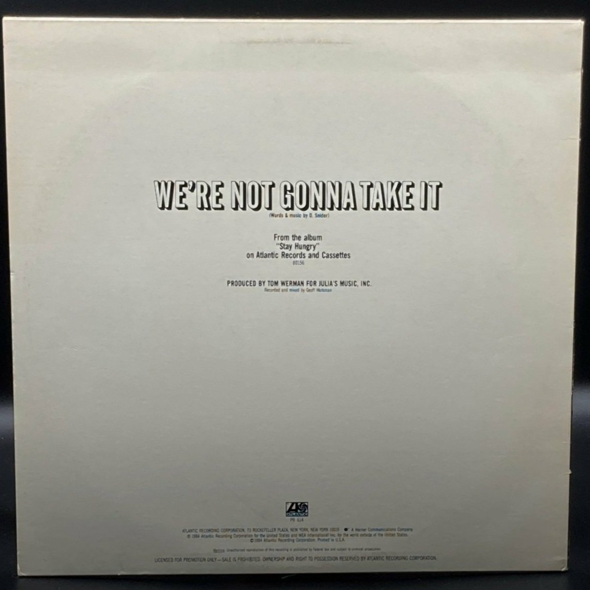 Twisted Sister - We're Not Gonna Take It (Single) - Ominous Synths Records