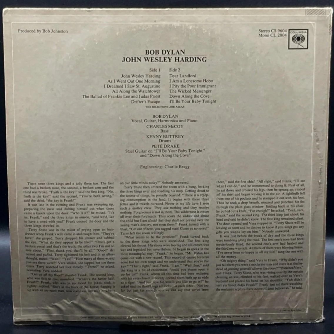 Bob Dylan - John Wesley Harding - Ominous Synths Records