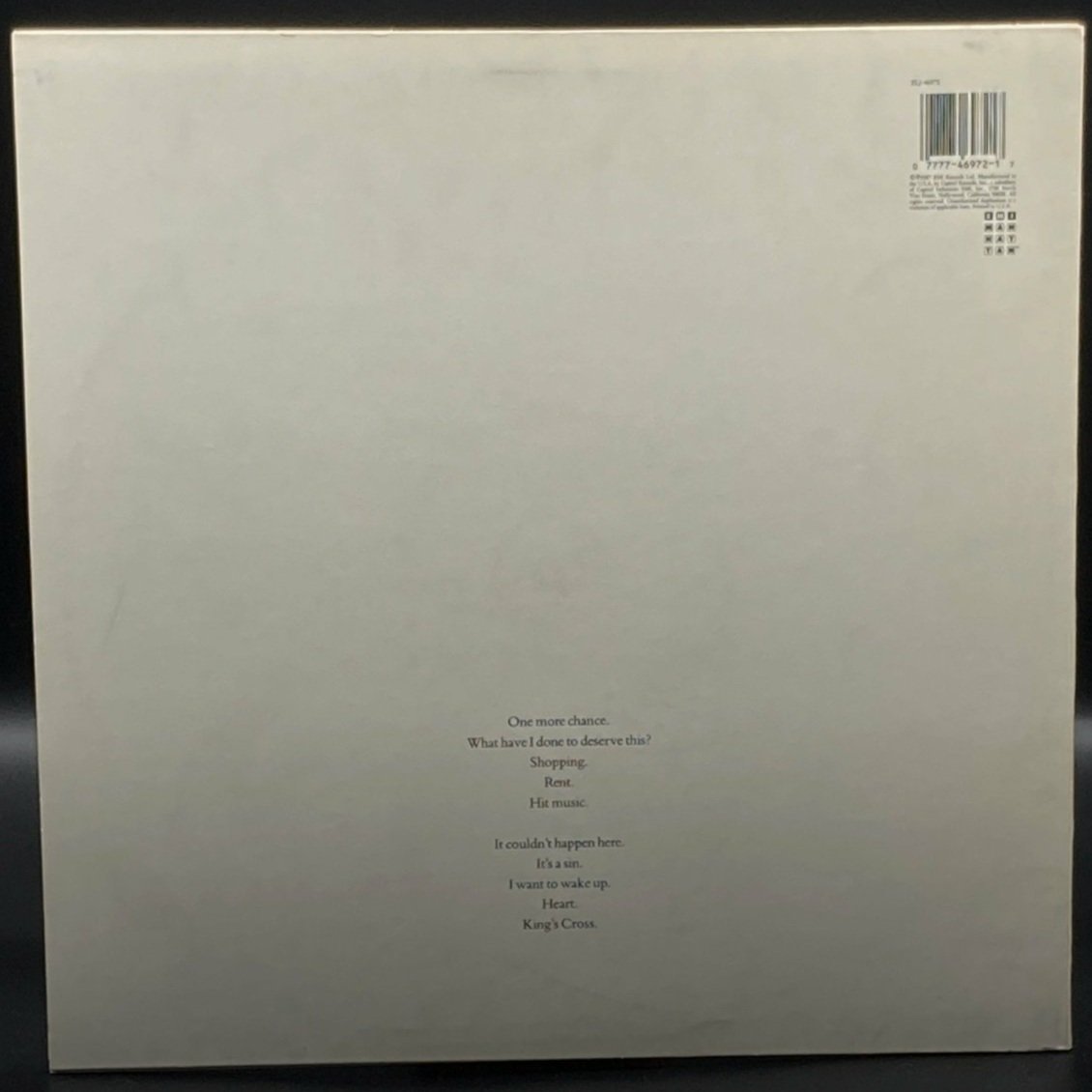 Pet Shop Boys - Actually - Ominous Synths Records
