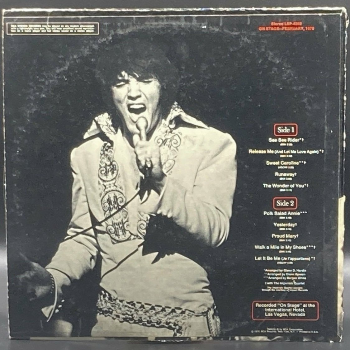 Elvis Presley - On Stage, February 1970 - Ominous Synths Records