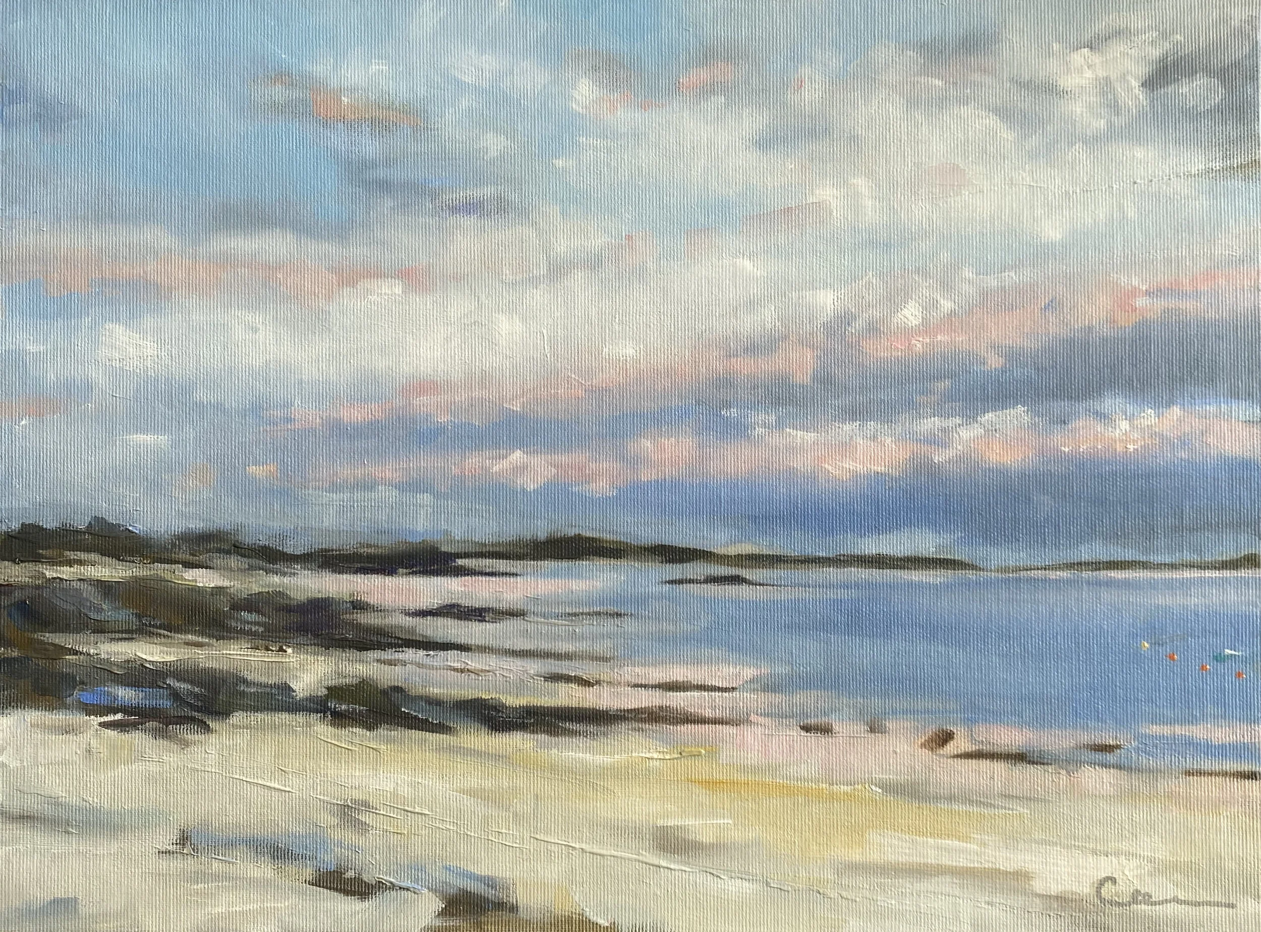 Oil painting of English shoreline
