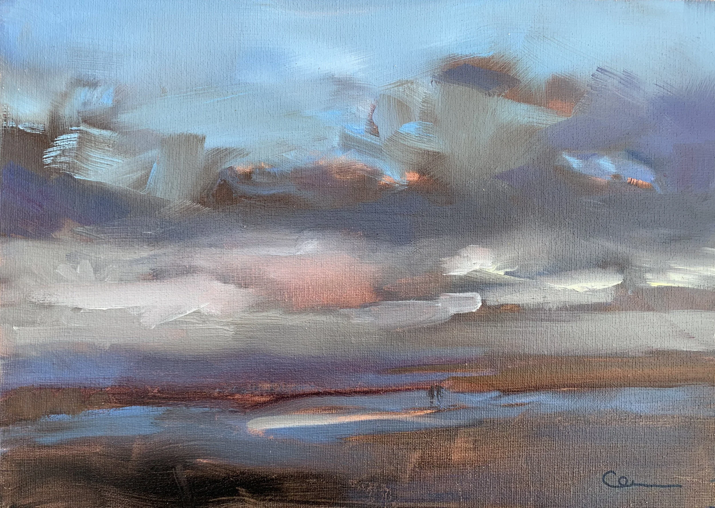 English landscape artist paints colourful artwork of the english shorelines