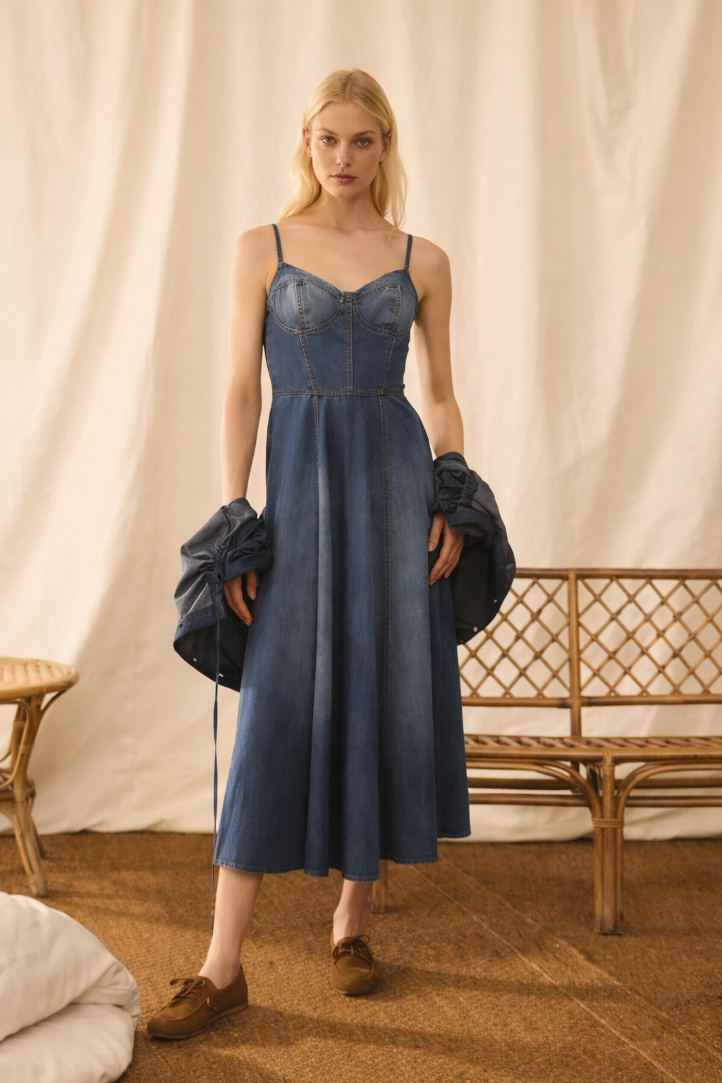 Dress Bustier Denim Silk
