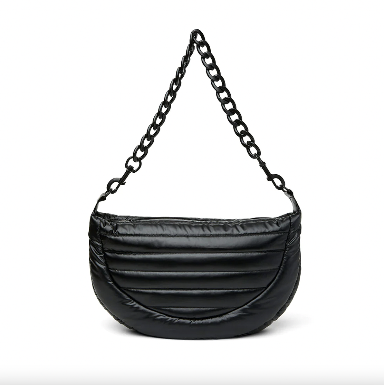 CHANEL  GLOSSY BLACK GABRIELLE HOBO BAG IN NATURAL