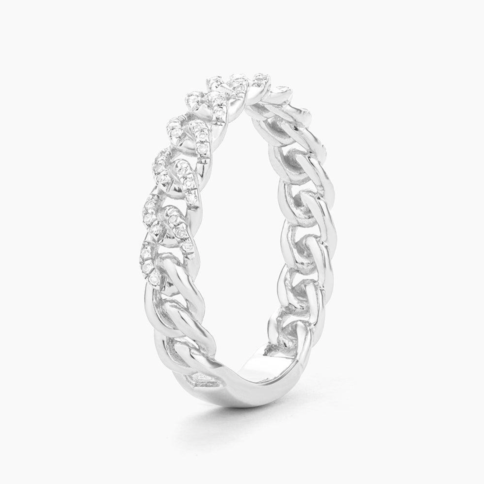 Mini Diamond Chain Link Stackable Ring in Sterling Silver by Ella Stein at Deborah Kent’s Boutique in South Tampa