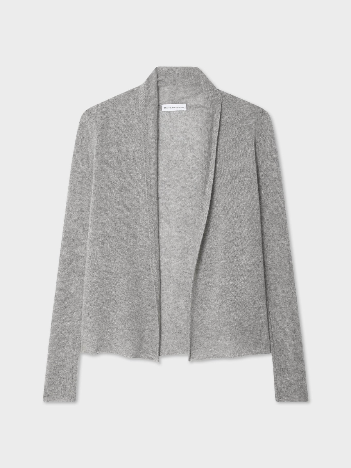 Essential Cashmere Mini Trapeze Cardigan in Heather Grey by White + Warren at Deborah Kent’s Boutique in South Tampa