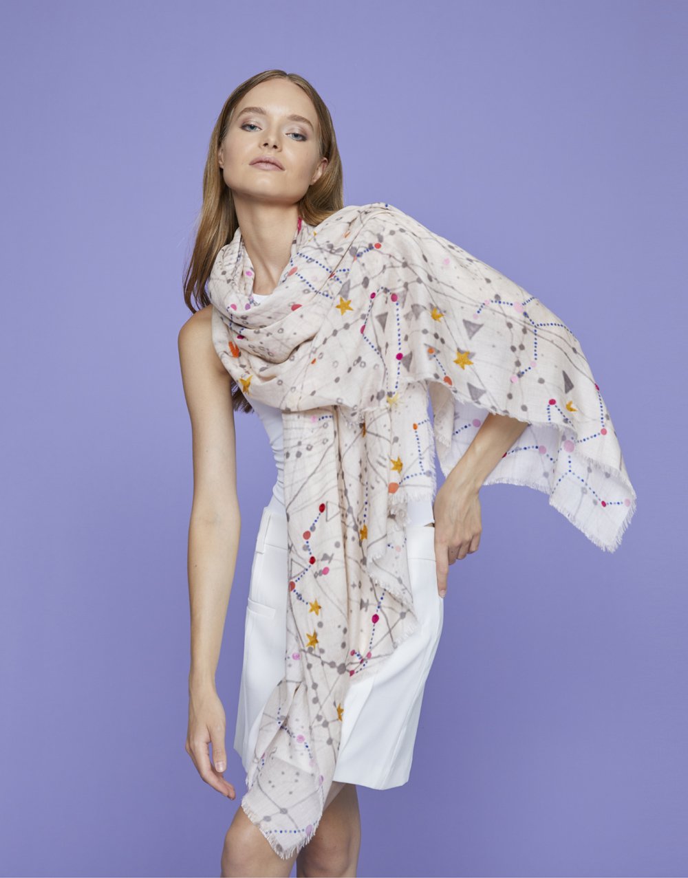 'Cielo' Silk Modal Printed Stole by Faliero Sarti at Deborah Kent’s Boutique in South Tampa