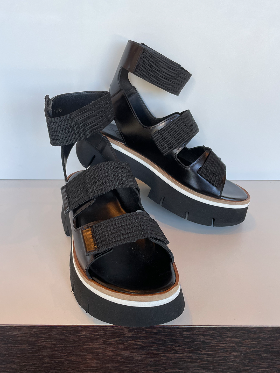 Duyba Three-Strap Platform Leather Sandal