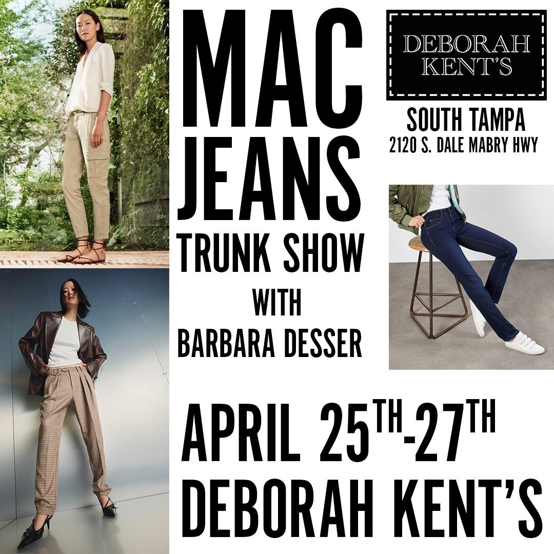 THIS WEEKEND! Join us this Thursday through Saturday to discover the softest denim you'll ever wear, @macjeans_official with brand representative Barbara Desser! Shop current spring stock, preview the new fall collection and special order for next se