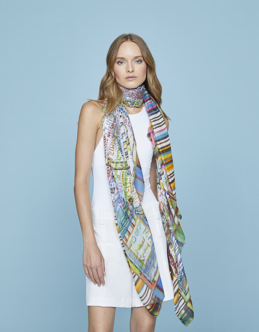 Italia Printed Silk Modal Scarf by Faliero Sarti at Deborah Kent’s Boutique in South Tampa