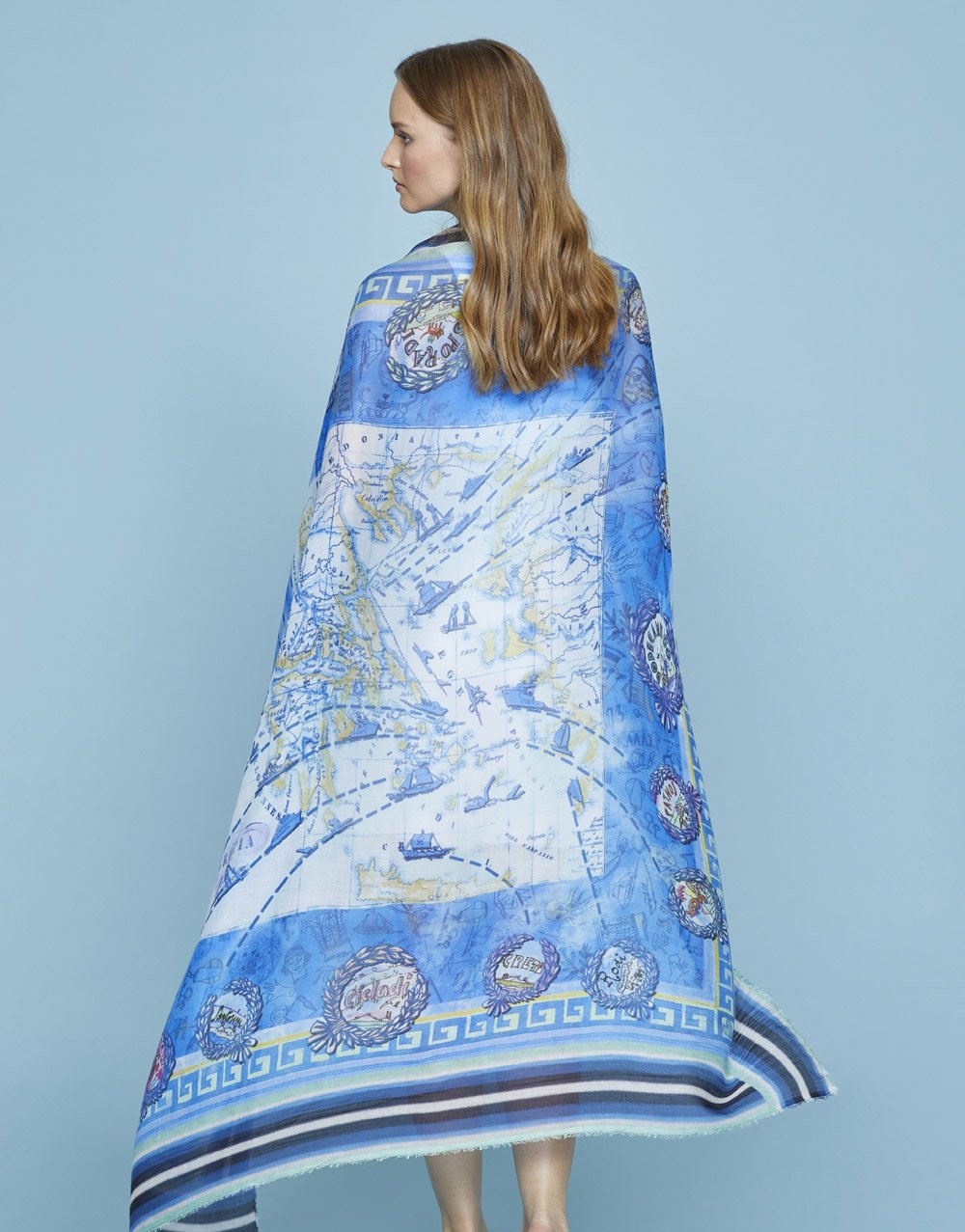 Isole Greche Printed Silk Modal Scarf by Faliero Sarti at Deborah Kent’s Boutique in South Tampa