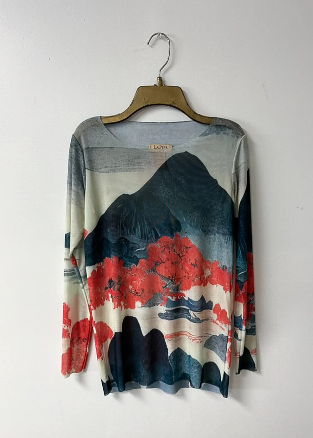 Nuditee Sheer Top in Fuji Print by AMB Designs at Deborah Kent's South Tampa Boutique