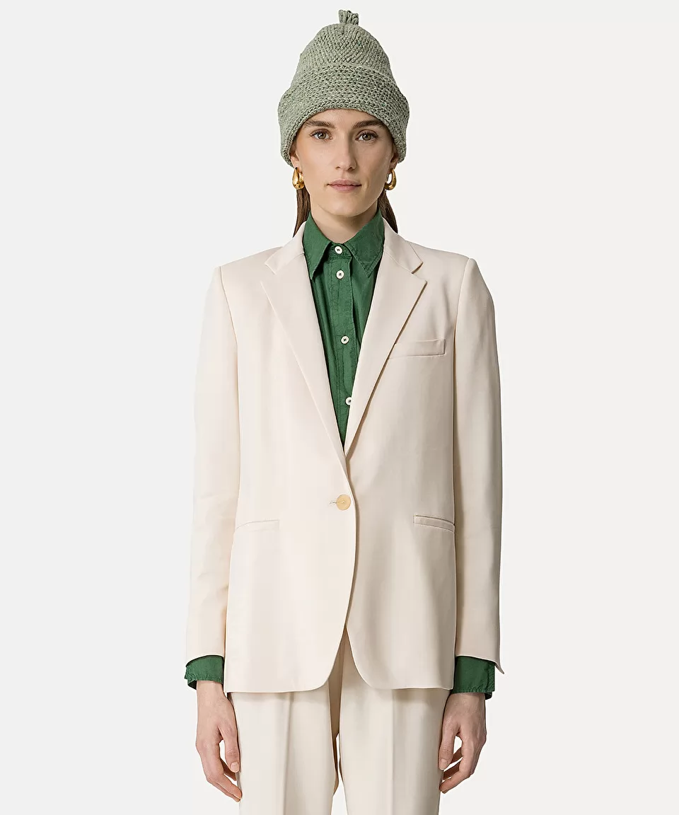 Essential Jacket in Ivory Stretch Crêpe Cady by forte forte at Deborah Kent's in Tampa