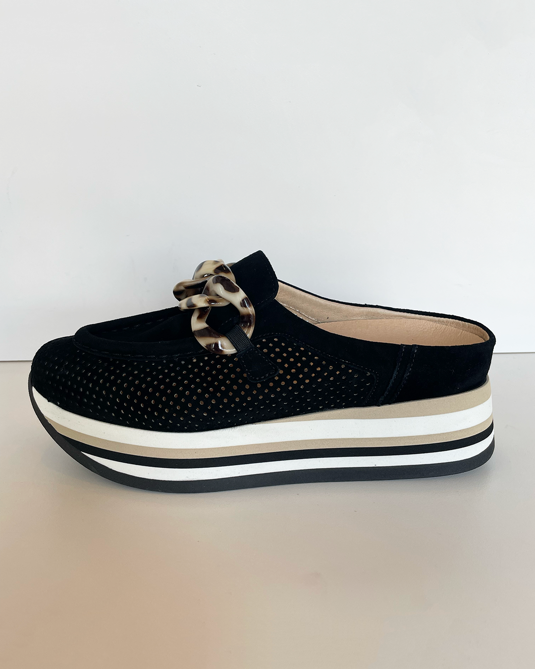 Canda Slip-On Platform Sneaker Mule in Black by Softwaves at Deborah Kent's Boutique in South Tampa