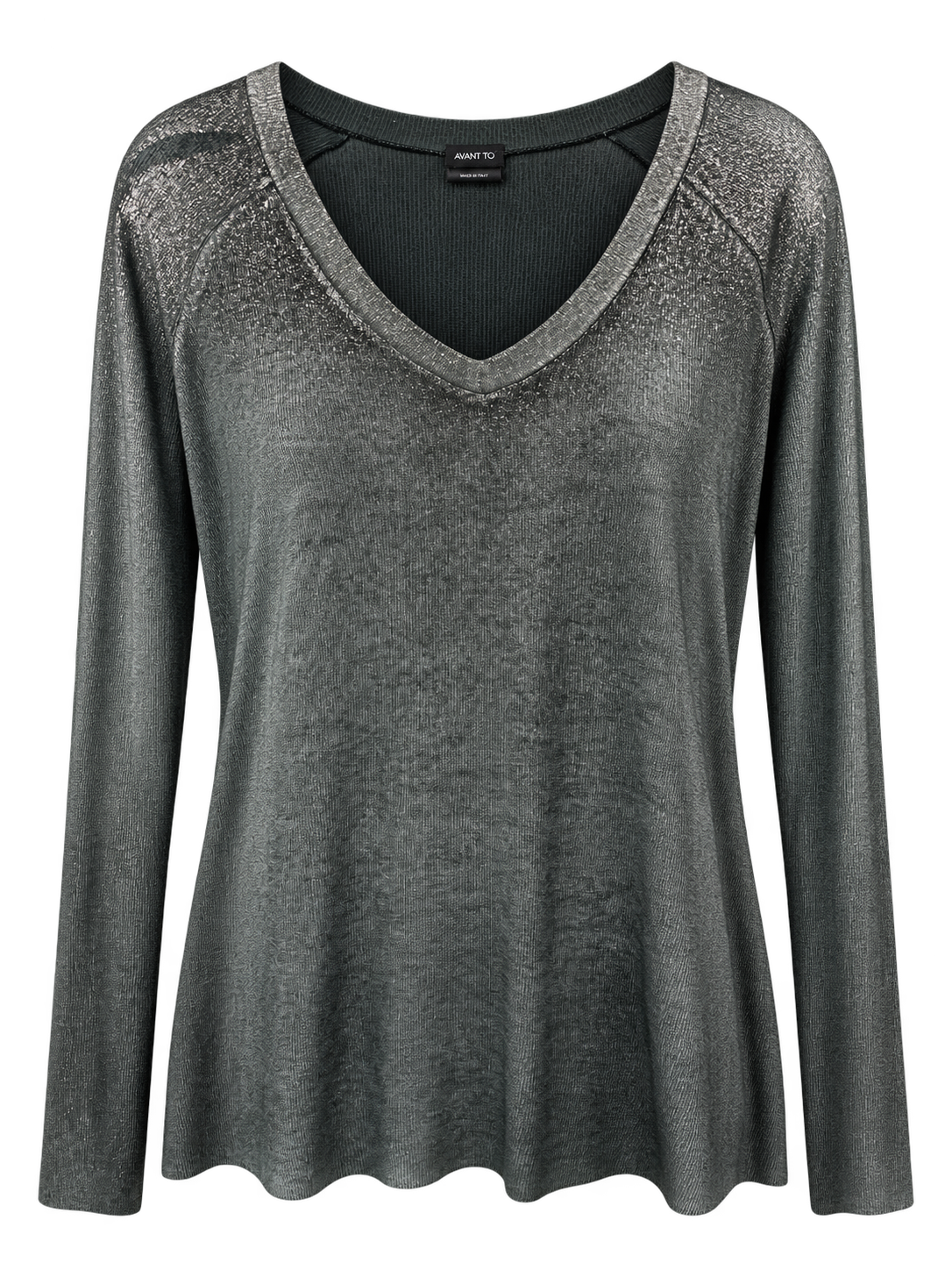 Ribbed Long-Sleeve V-Neck Tee