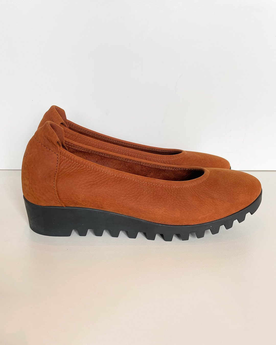 Lomiss Suede Ballet Flat in Havane by Arche at Deborah Kent's Boutique in South Tampa