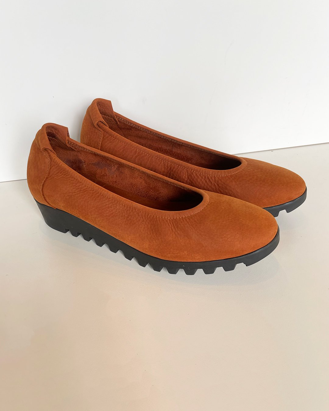Lomiss Suede Ballet Flat in Havane by Arche at Deborah Kent's Boutique in South Tampa