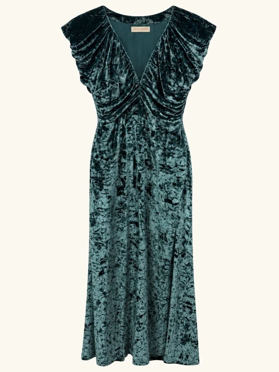 Astra V Neck Velvet Dress