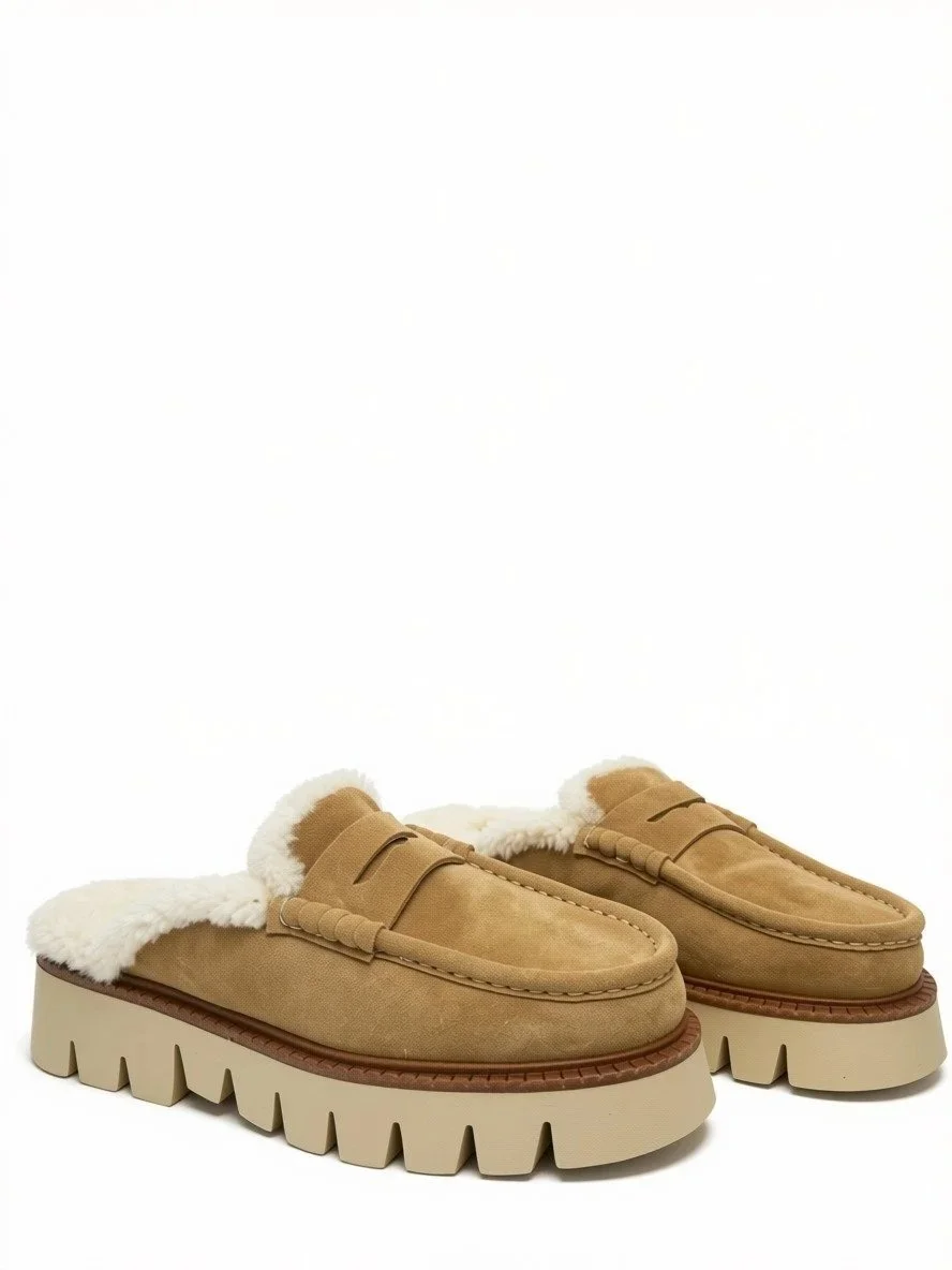 Savy Shearling Penny Slide