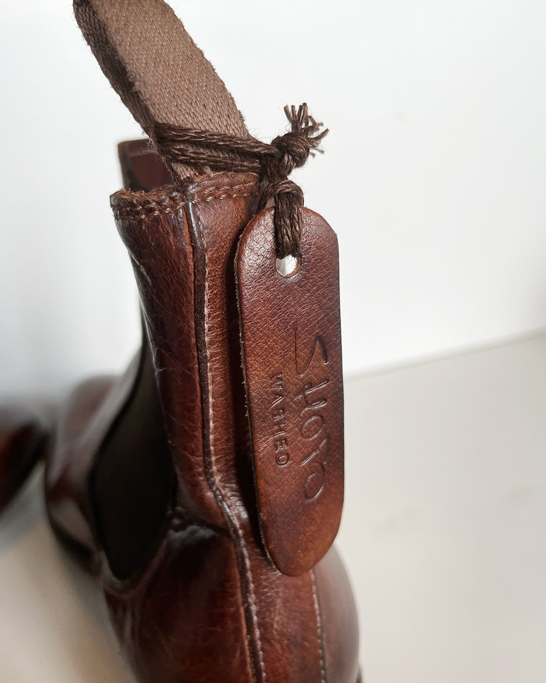 Burnished Leather Chelsea Boot in Brown by Shoto at Deborah Kent's Boutique in South Tampa