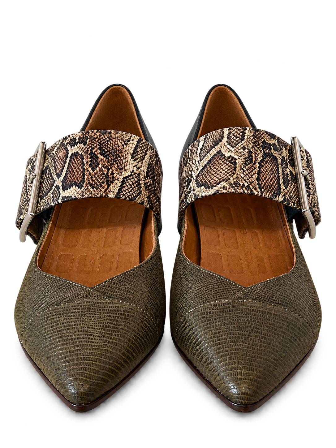 Olive d'Orsay shoes with silver buckles.png