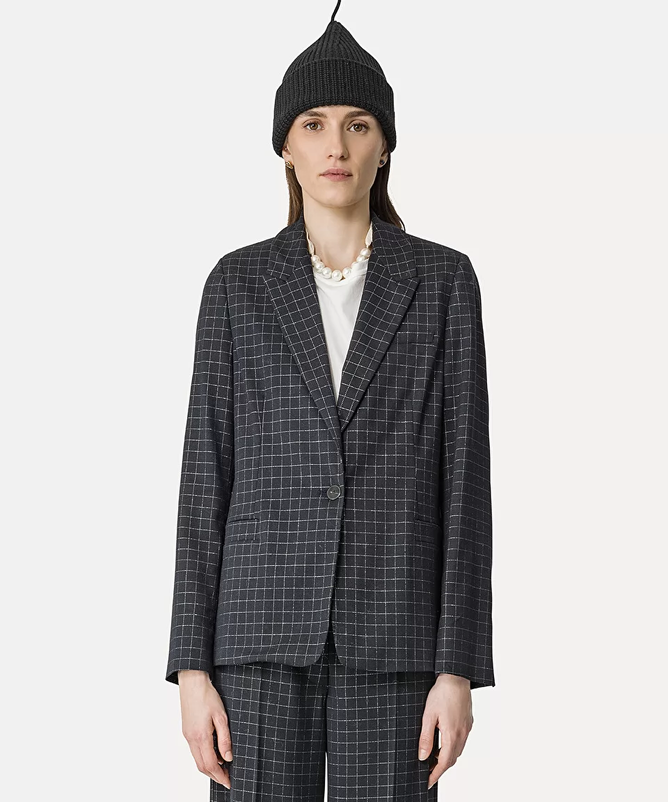 Forte Forte Boxy Jacket in Silver-Check Batavia
