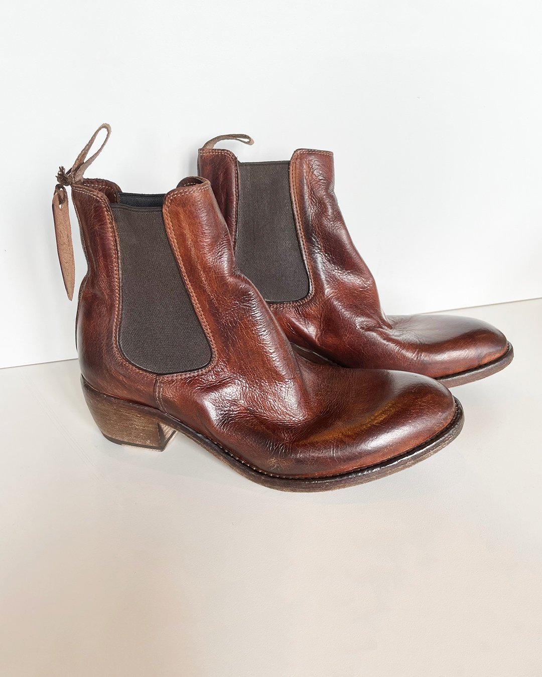 Burnished Leather Chelsea Boot in Brown by Shoto at Deborah Kent's Boutique in South Tampa