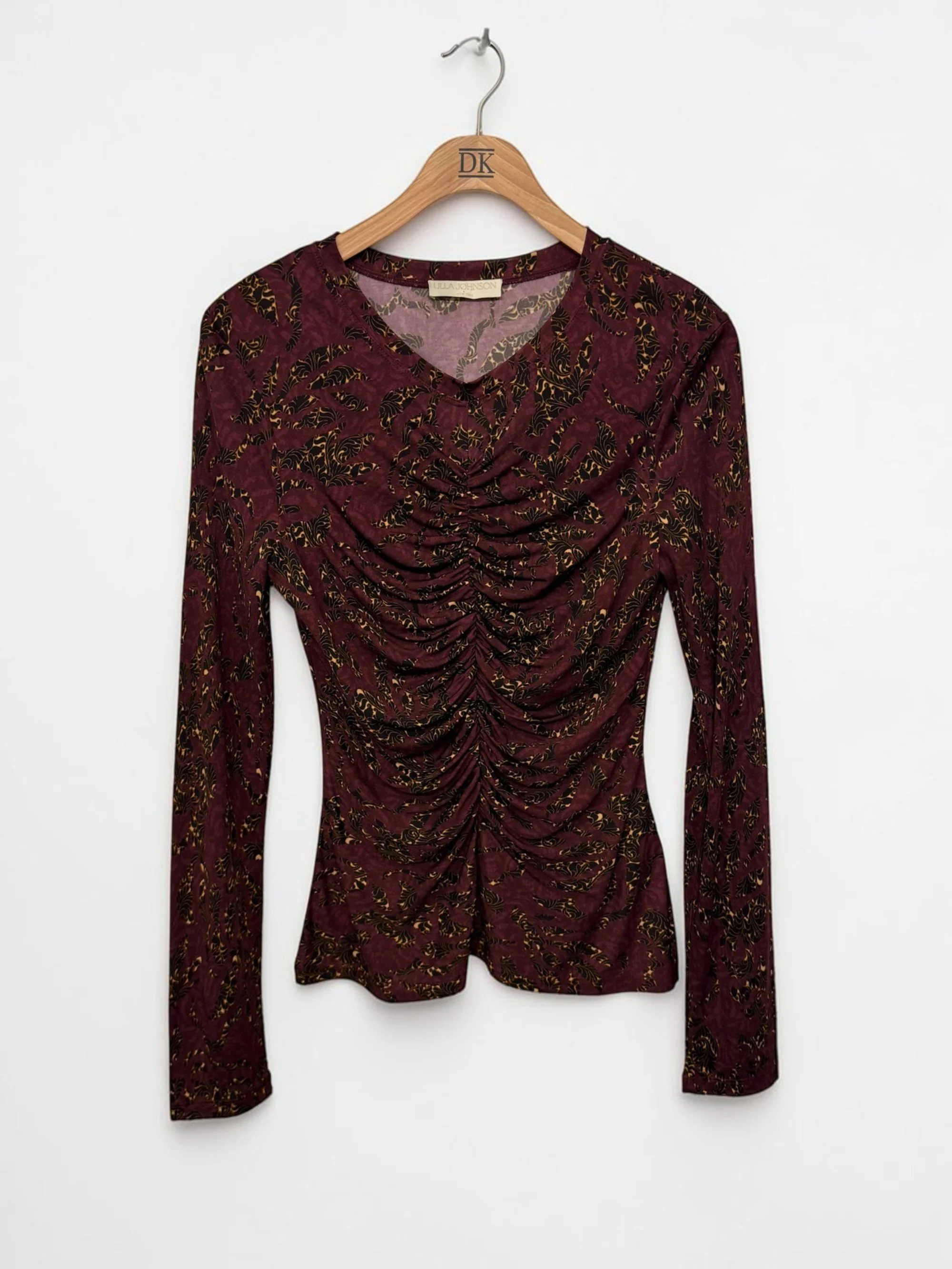 Asha Long Sleeve Jersey Top in Claret Floral