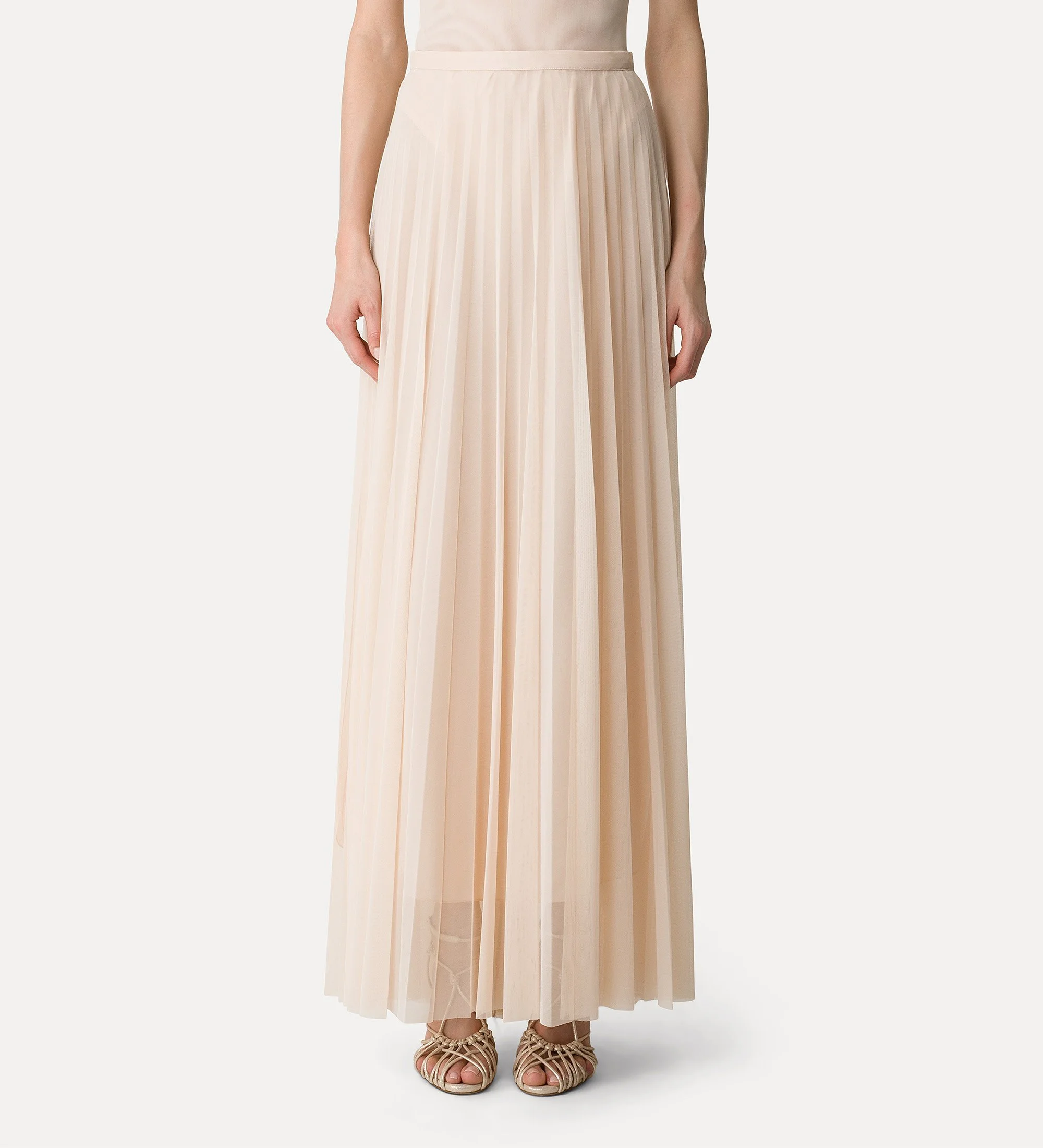 Long Pleated Tulle Skirt