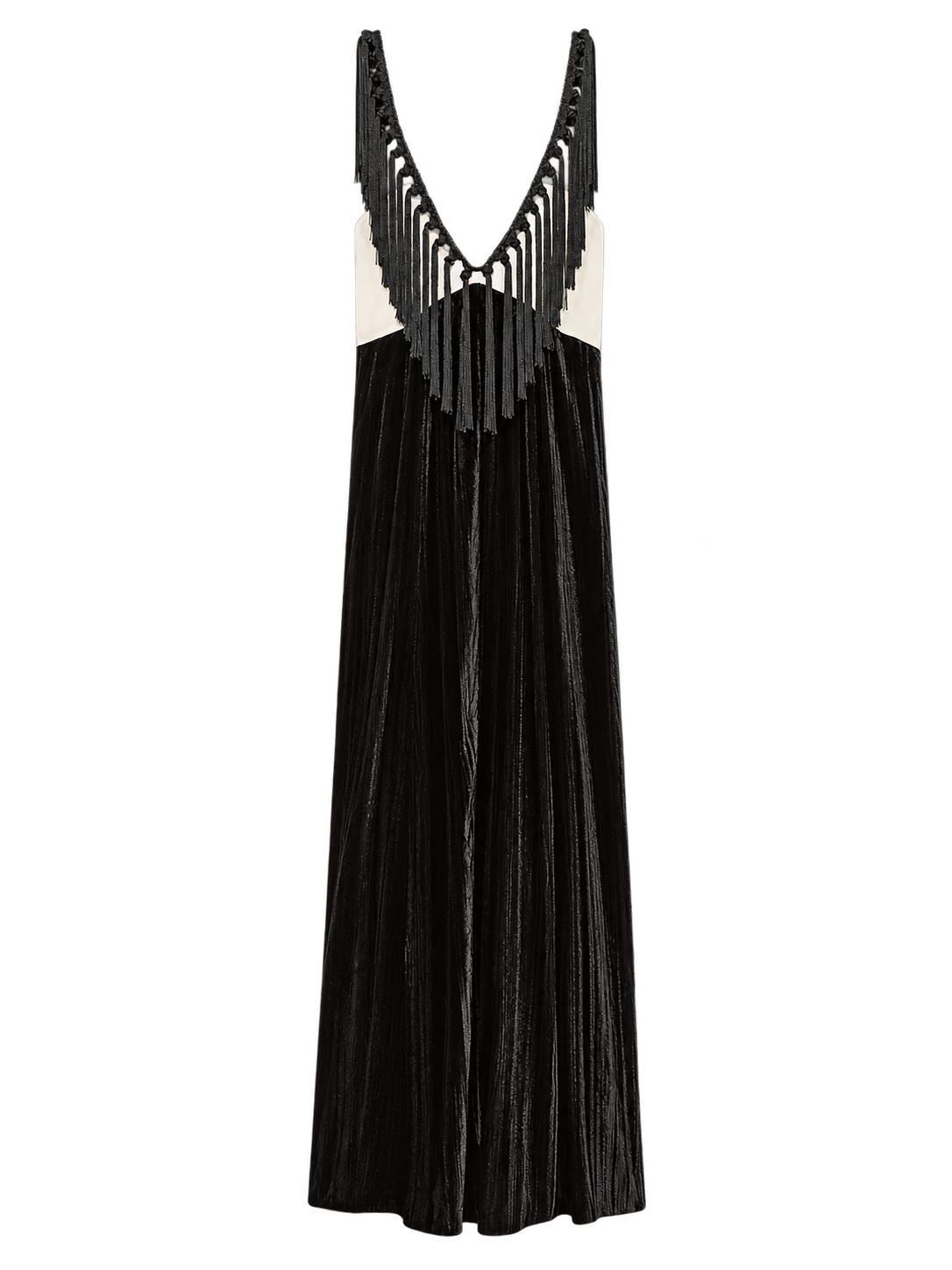 Fringed Velvet Slip Dress