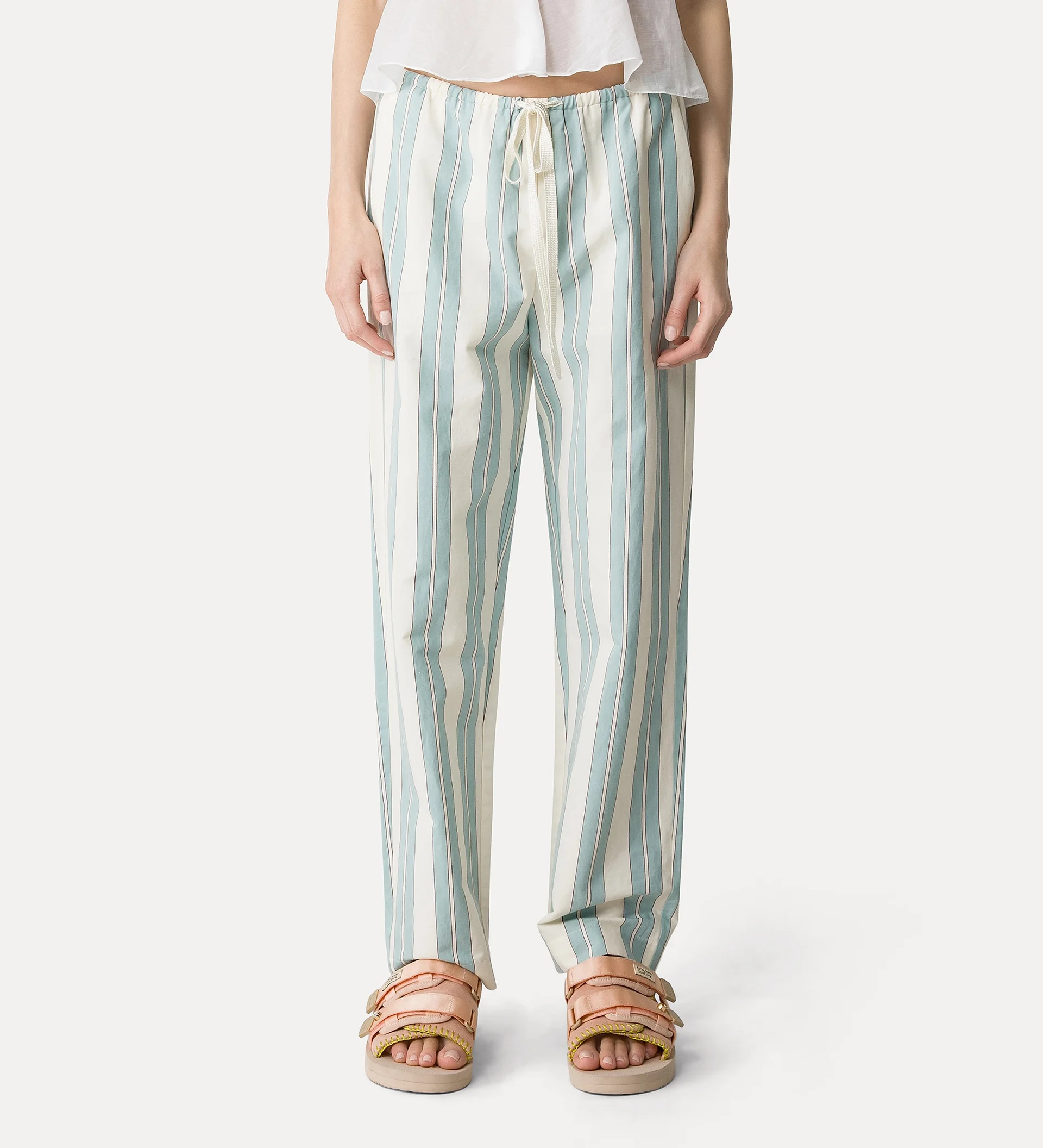 Striped Linen Drawstring Trousers