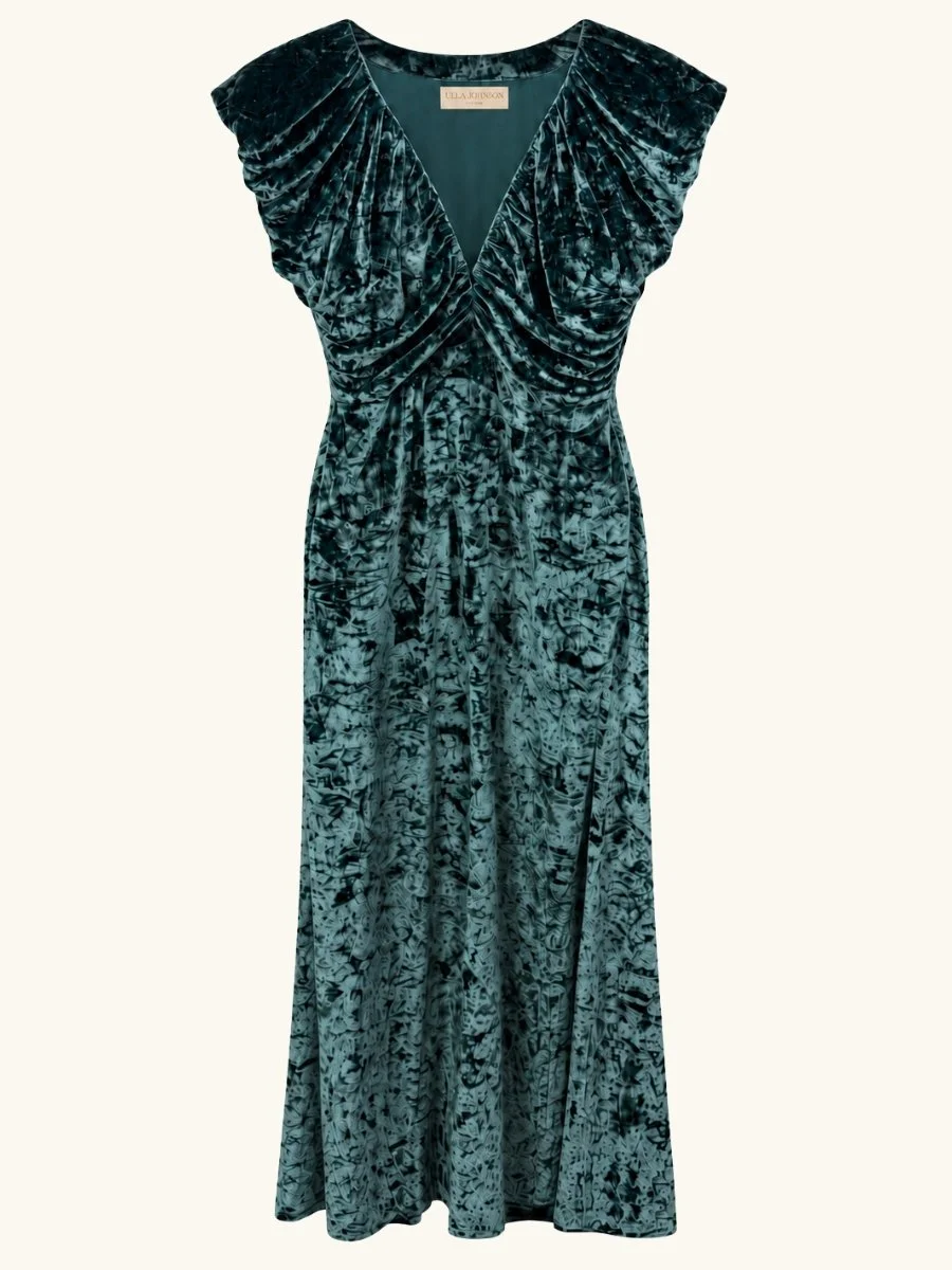 Astra V Neck Velvet Dress