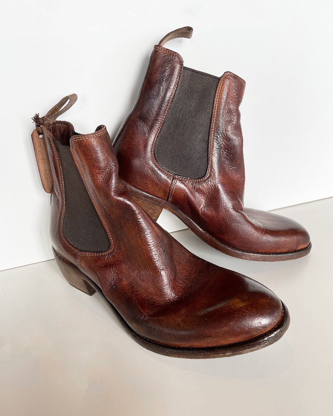 Burnished Leather Chelsea Boot in Brown by Shoto at Deborah Kent's Boutique in South Tampa