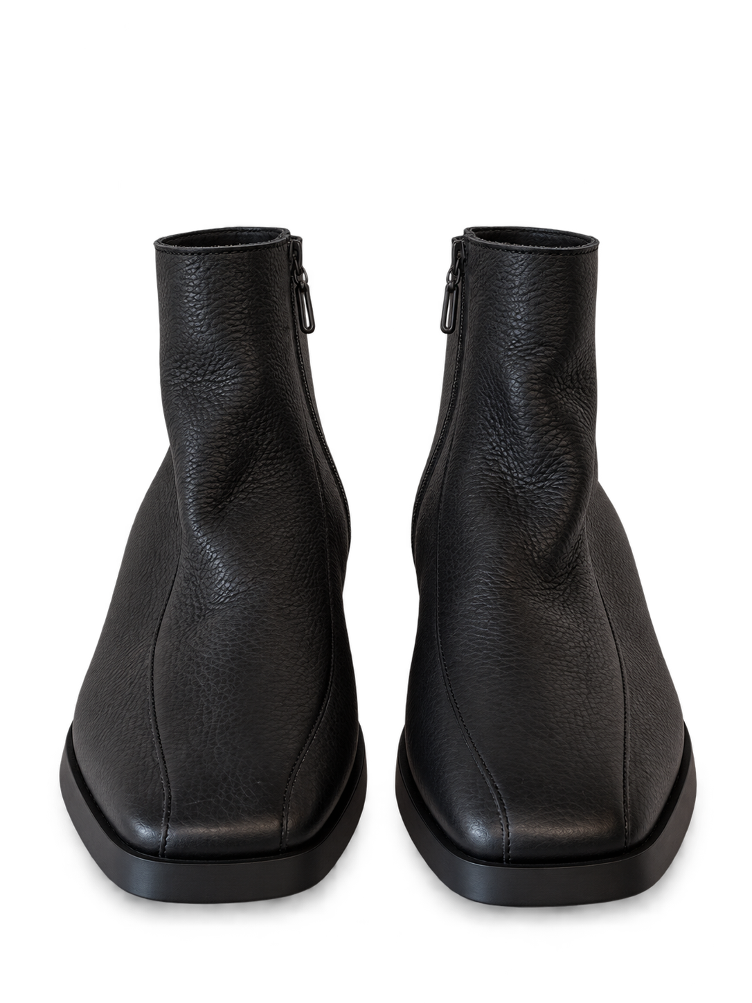 Polished black pebbled-leather ankle boots-1.png