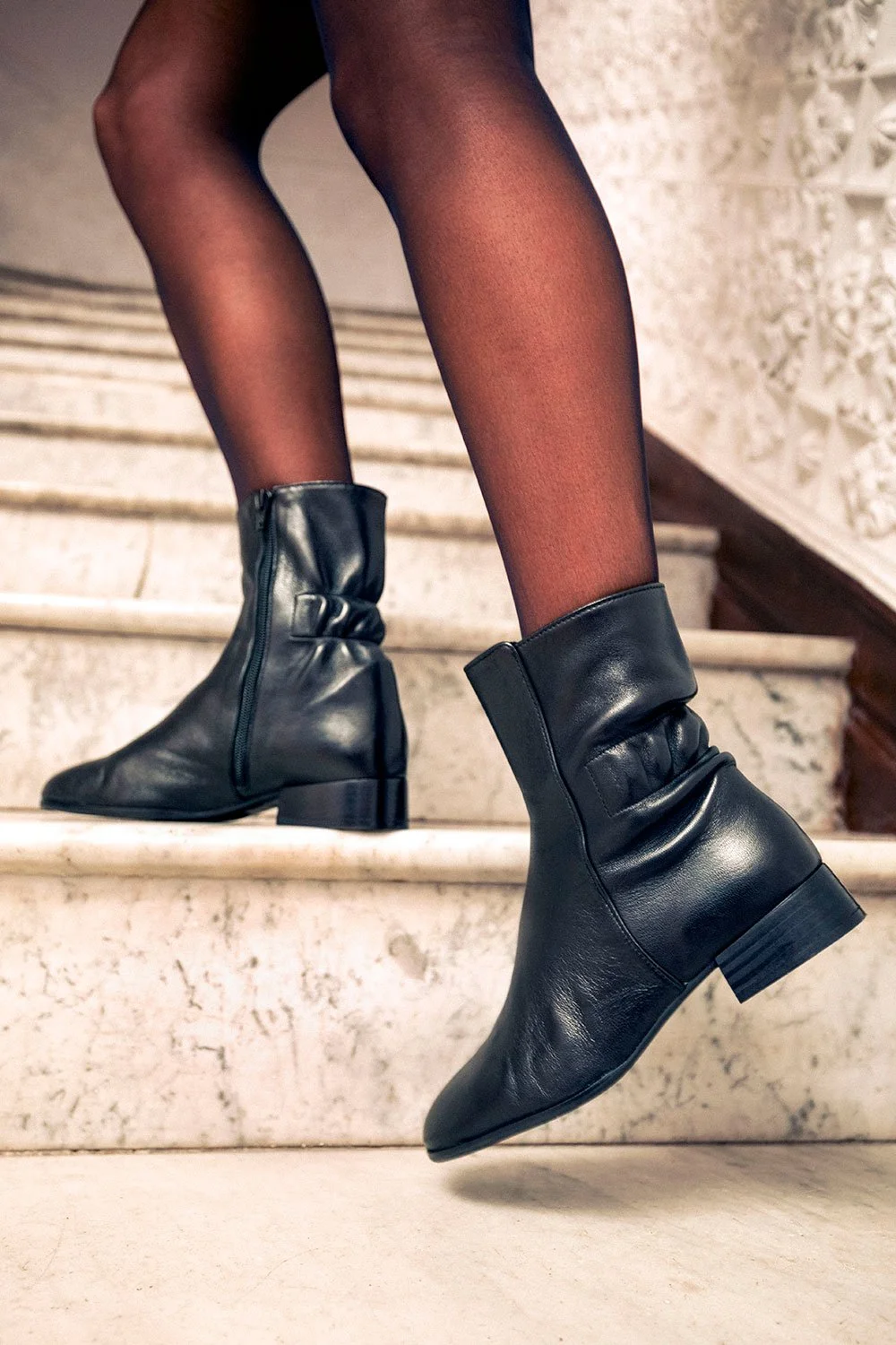 Choco closet◎　1120 CHIKO Accorsa Round Toe Block Heels Knee High Boots