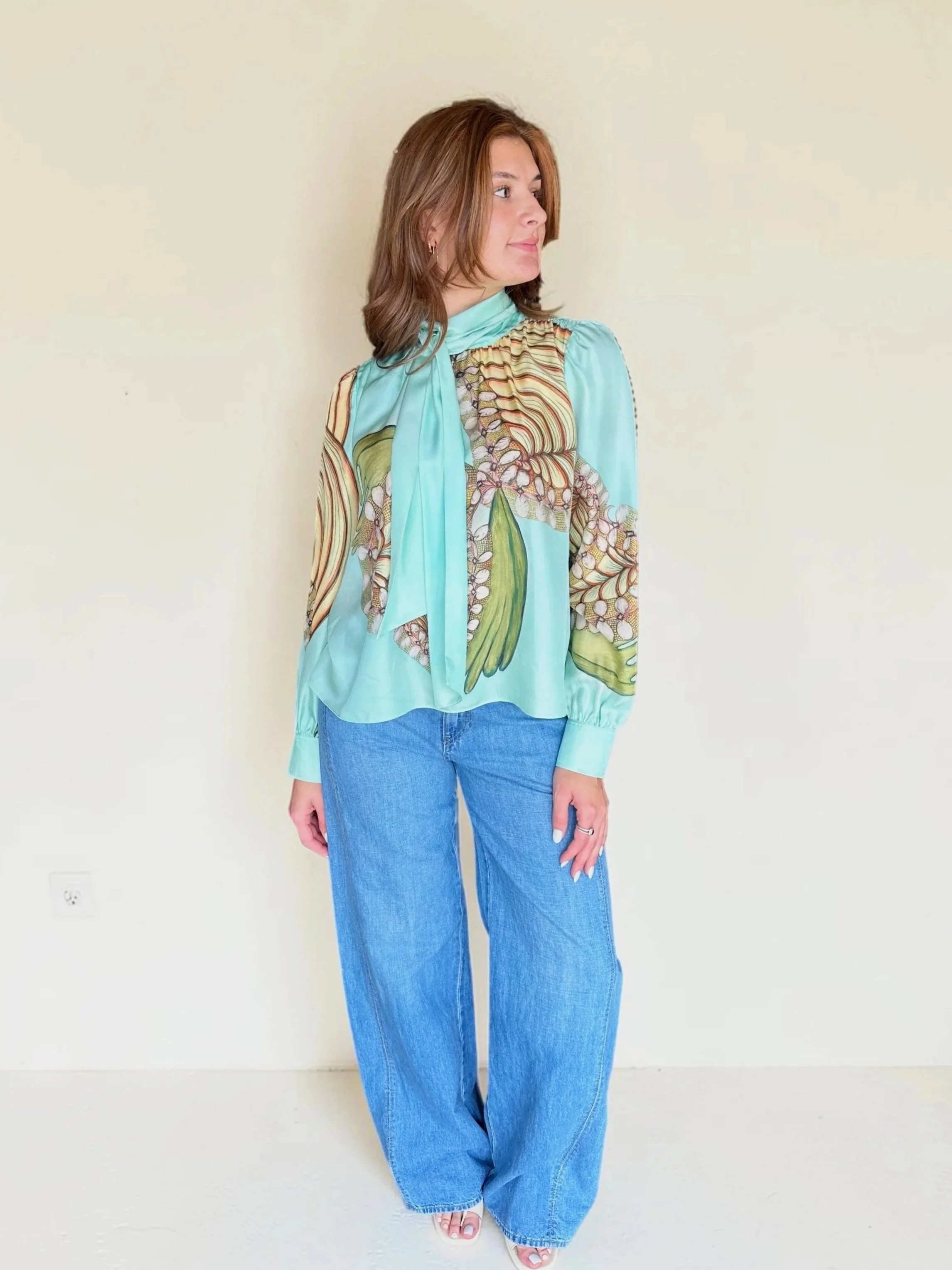 Ornament Tie Neck Blouse