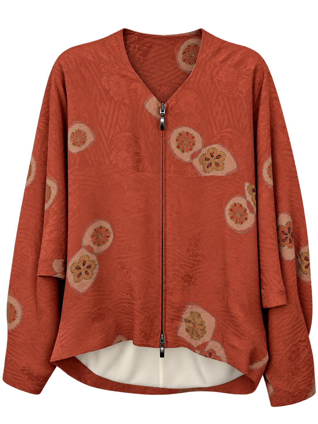 Rust Floral Jacquard Zip Jacket.png