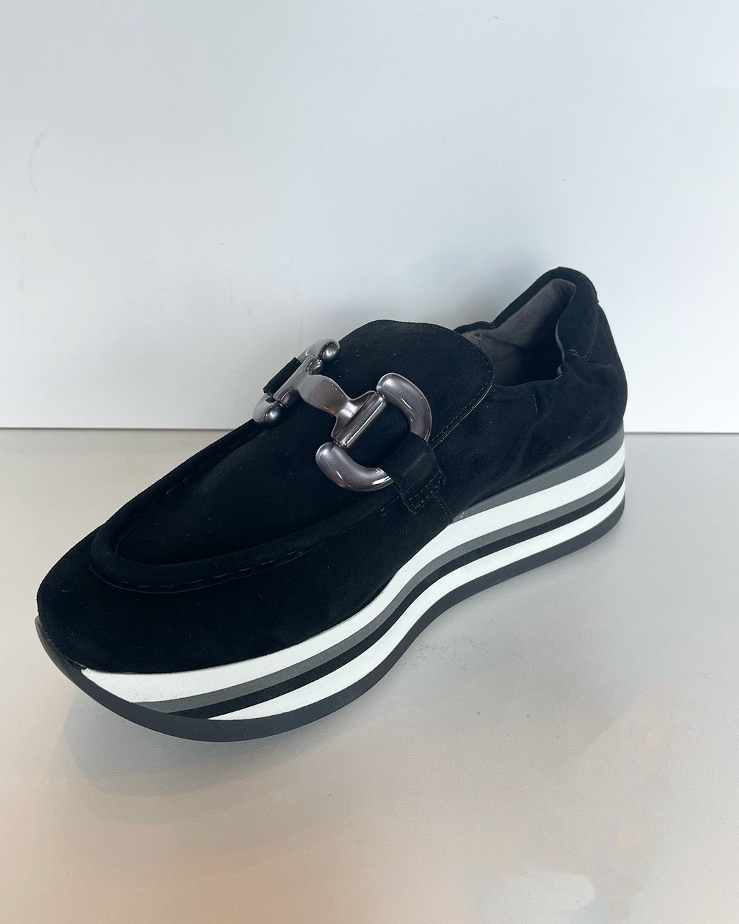Catlin Suede Platform Sneakers in Black by Softwaves at Deborah Kent's Boutique in South Tampa