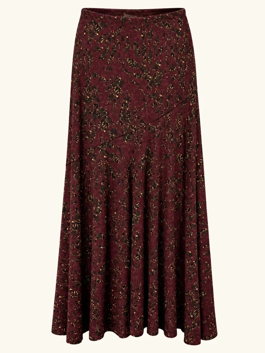 Fiona Jersey Skirt in Claret Floral