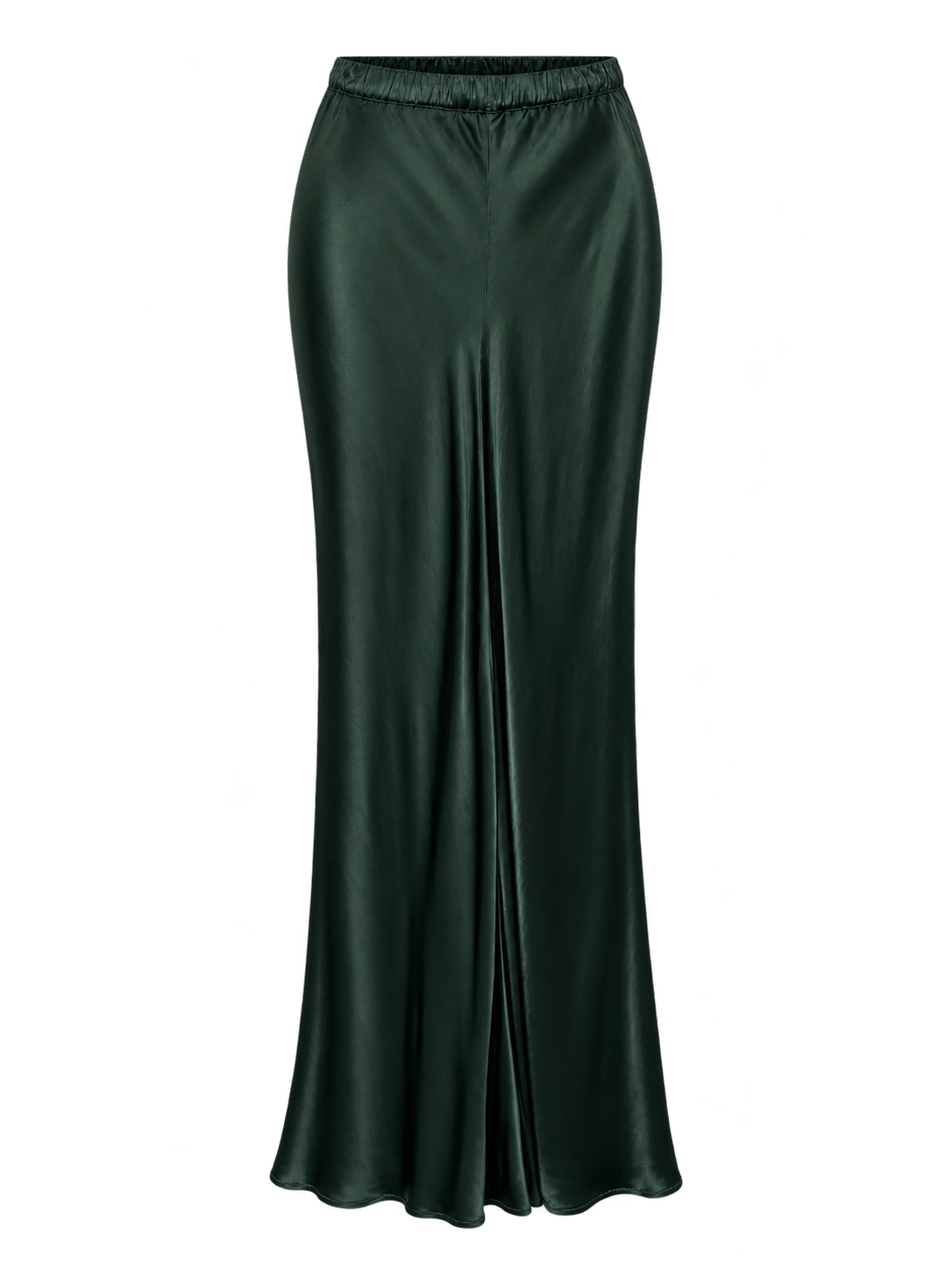 Forest green satin maxi skirt.png