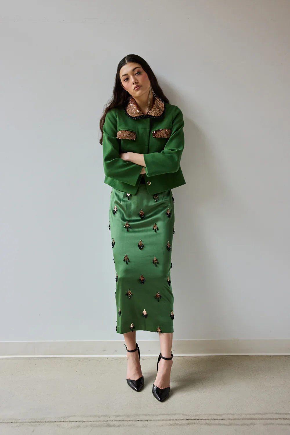 Embellished Pencil Skirt