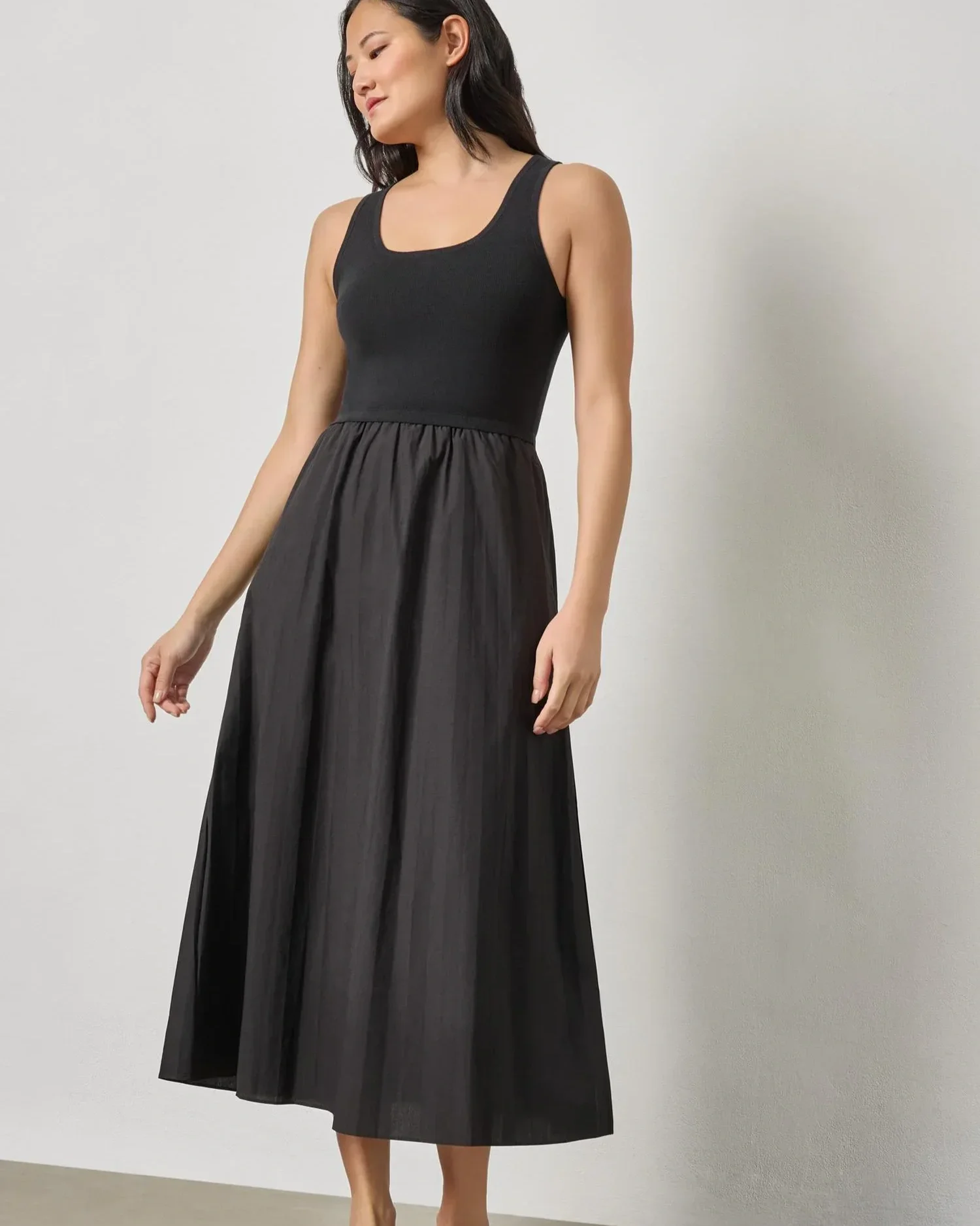 Mixed Media Scoop Neck Dress