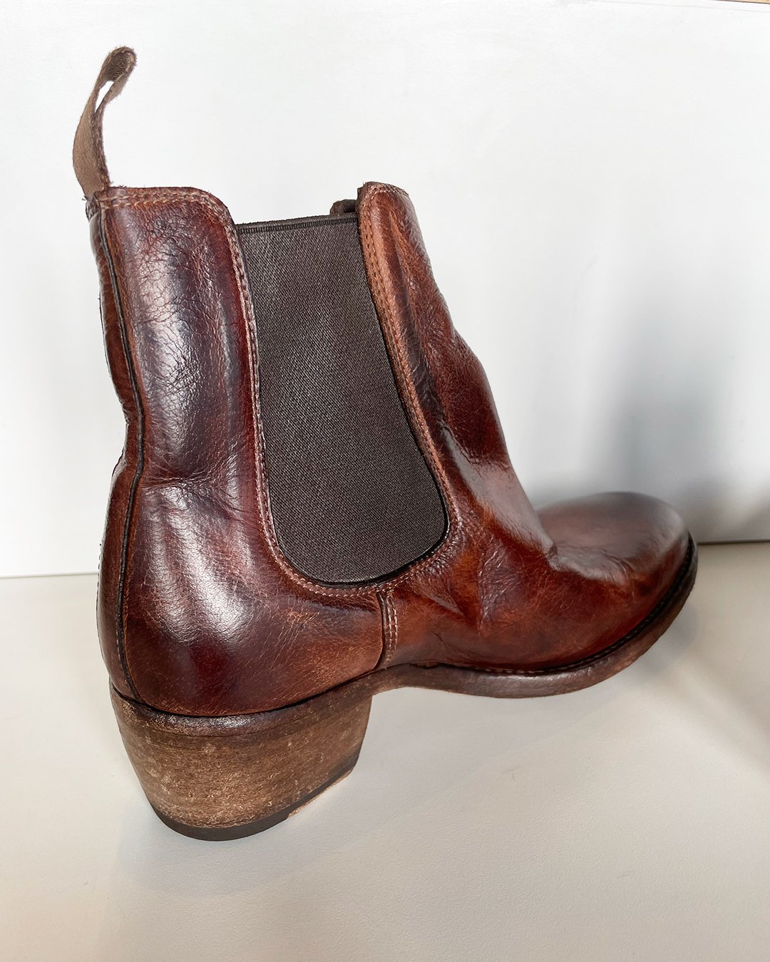 Burnished Leather Chelsea Boot in Brown by Shoto at Deborah Kent's Boutique in South Tampa