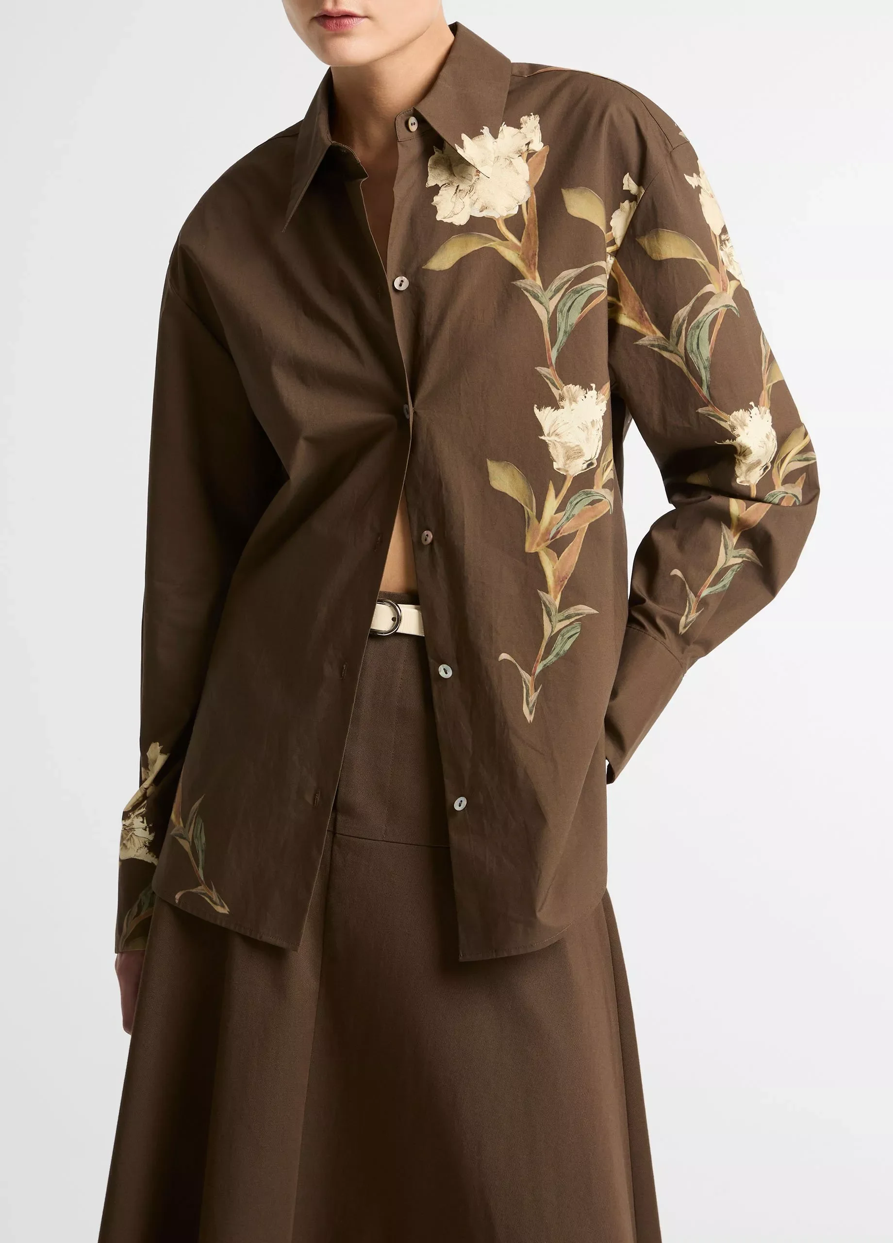 Placed Iris Cotton Button-Front Shirt