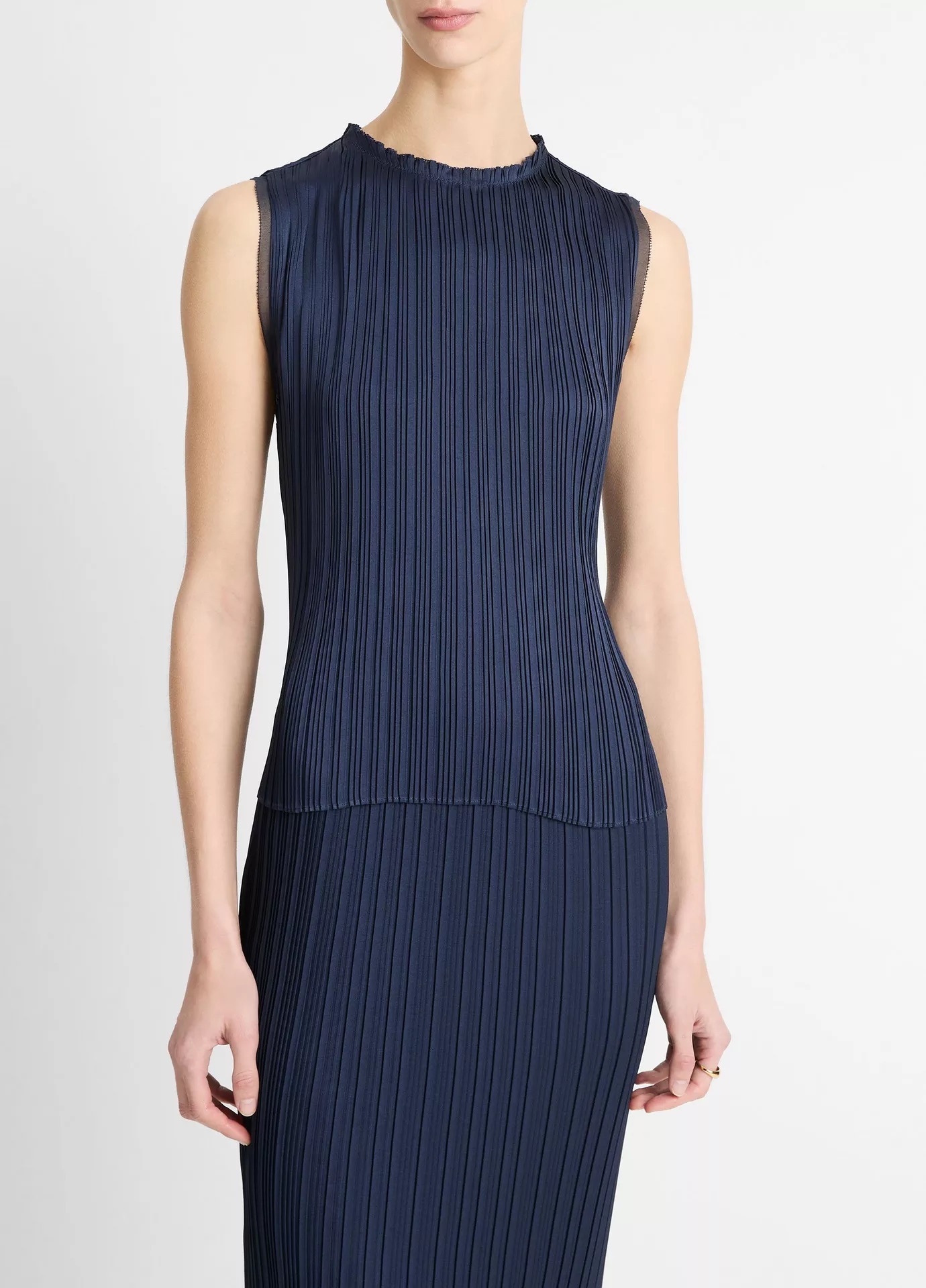 Deborah Kent's Boutique in South Tampa  Pleated Satin Crew Neck Shell