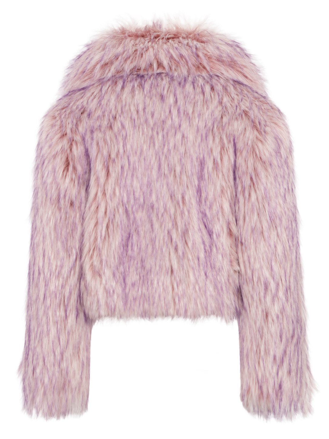 Pink lavender faux fur jacket, rear view.png