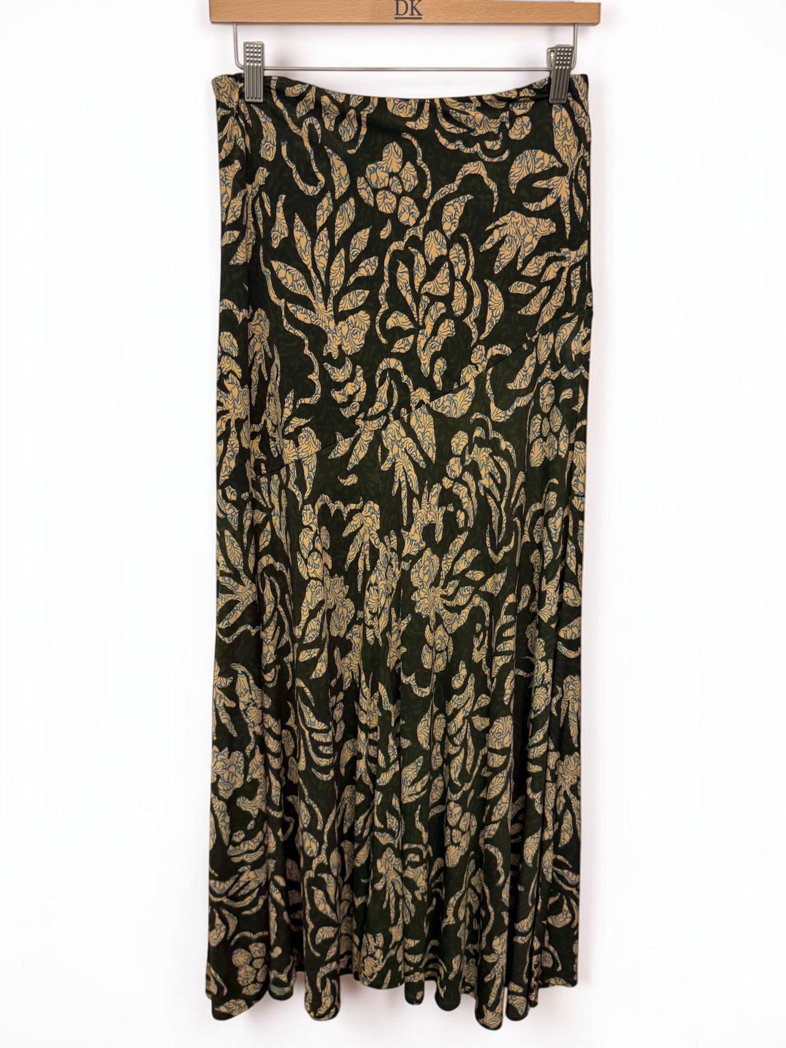 Fiona Jersey Skirt in Khaki Floral