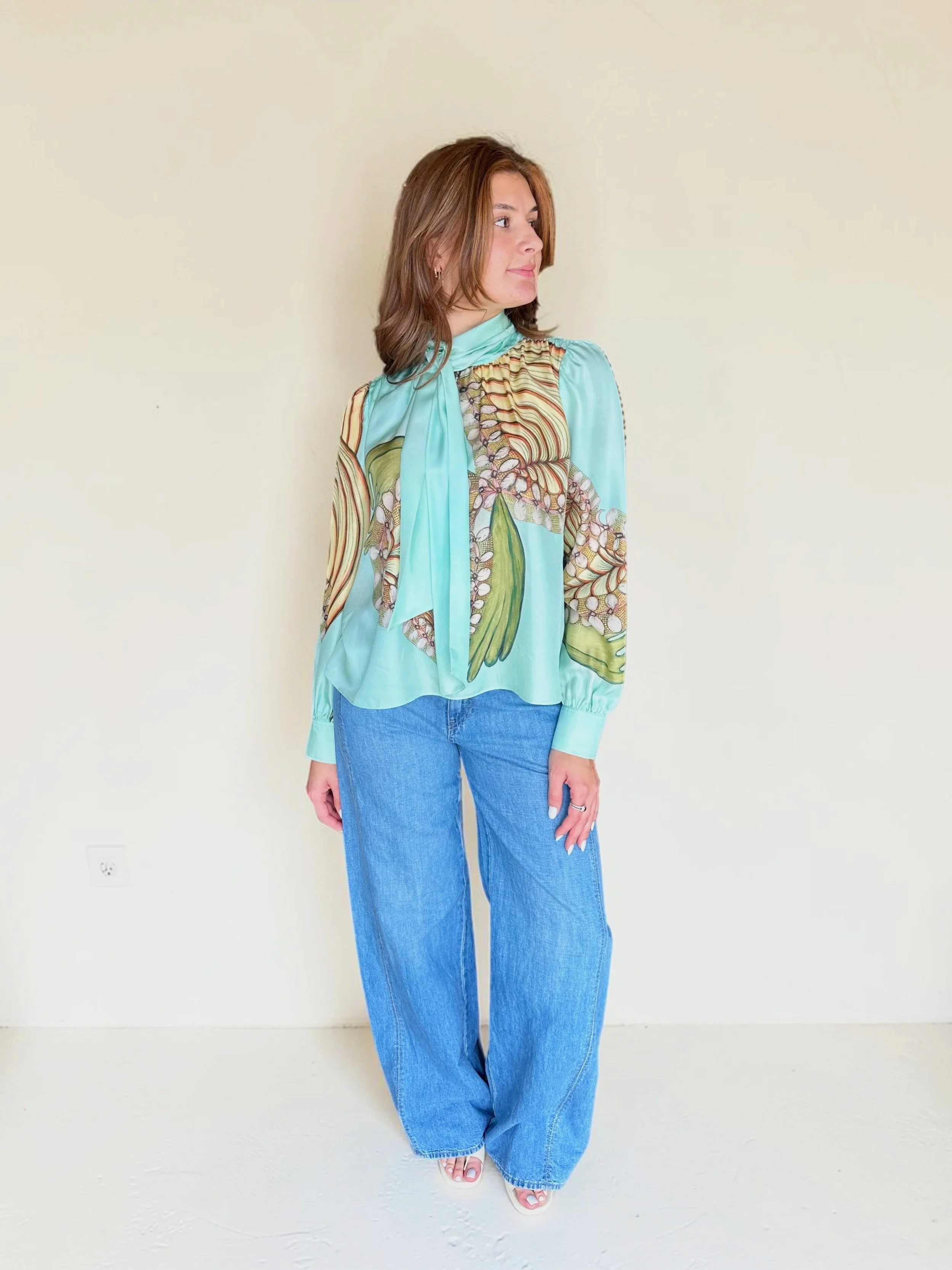 Ornament Tie Neck Blouse