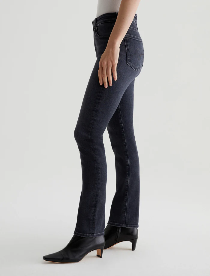 Mari Mid-Rise Slim Straight Leg Jean in 8 Years Black Salt by AG Adriano Goldschmied at Deborah Kent’s Boutique in South Tampa
