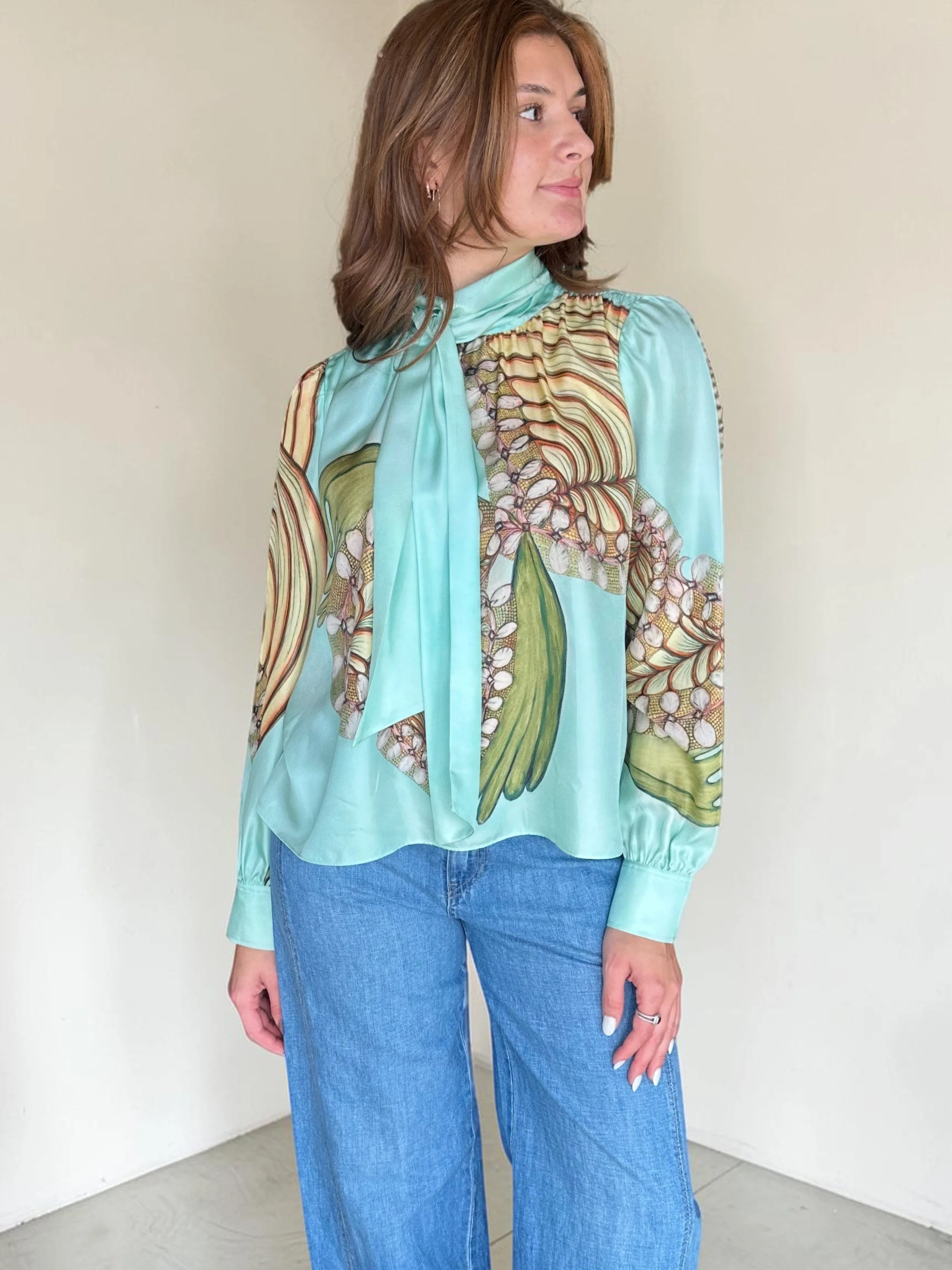 Ornament Tie Neck Blouse